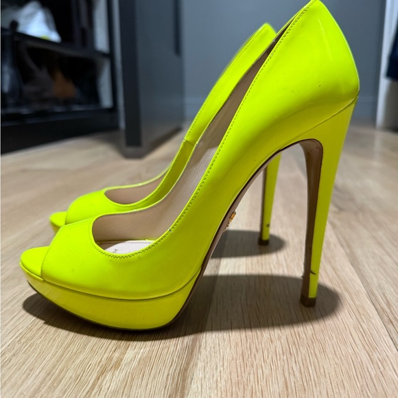 Prada neon peep toe pumps sz 37.5 - Picture 1 of 7